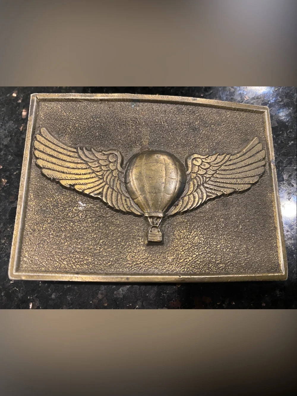 Vintage Lewis Buckles- Bronze Winged Hot Air Balloon Decorative Belt Buckle